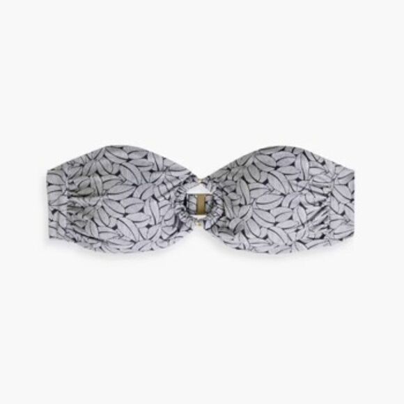 Onia Liberty Leaves Luna Bandeau Black/White bikini top size L